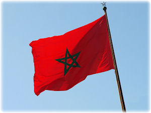 Die Flagge von Marokko im Wind.