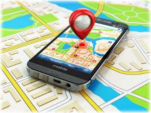 Ein Handy mit einer Navigations-App.